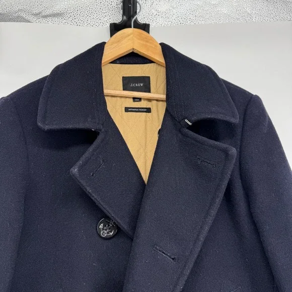 J.Crew Bayswater Peacoat Men S  Blue 100% Wool Stadium Double Breasted Preppy - Picture 4 of 12
